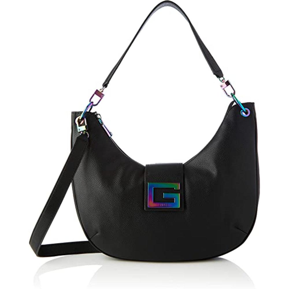 Guess, Brightside, Polyurethane, Textile Bag, Large Hobo, Black, For Women.